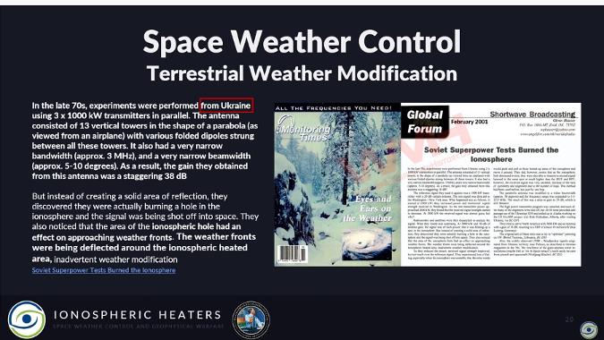 Ukraine as a U.S. puppet for weather-, earthquake- and biological warfare against the Soviet Union and Russia.