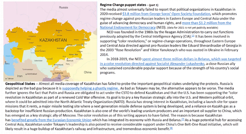 Regime change Kazakhstan ...all the usual suspects