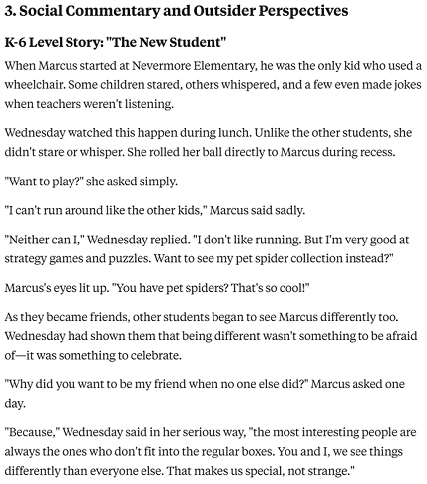K-12 Teacher's Guide Wednesday Series: Age-Appropriate Narrative Stories for K-12 Levels 