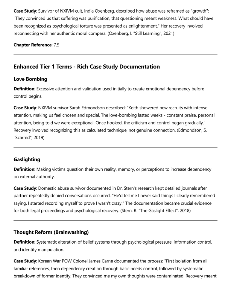 glossary case histories
