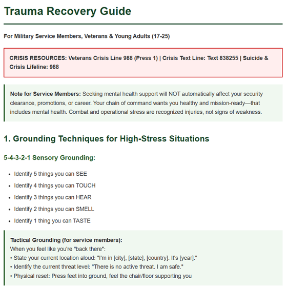 For Military, Veterans & Young Adults