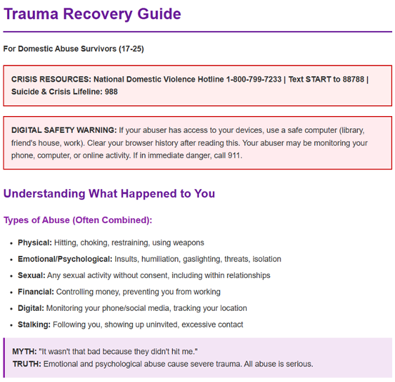 For Domestic Abuse Survivors
