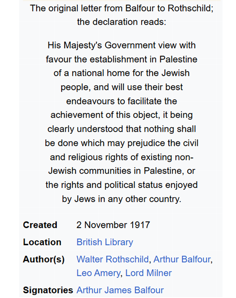 Original Letter: The Balfour Declaration