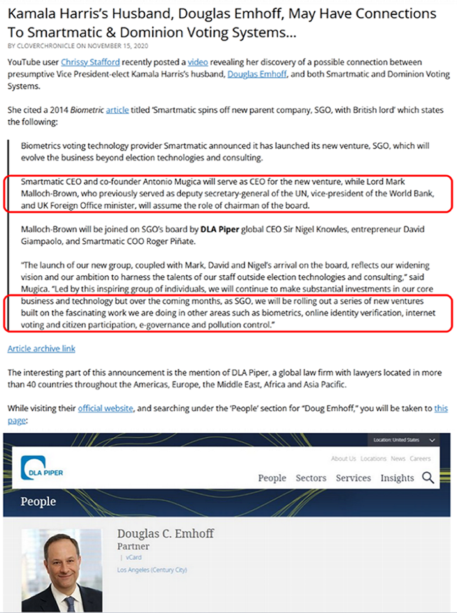 Kamala's husband, Doug, may have connections to Smartmatic & Dominion voting systems